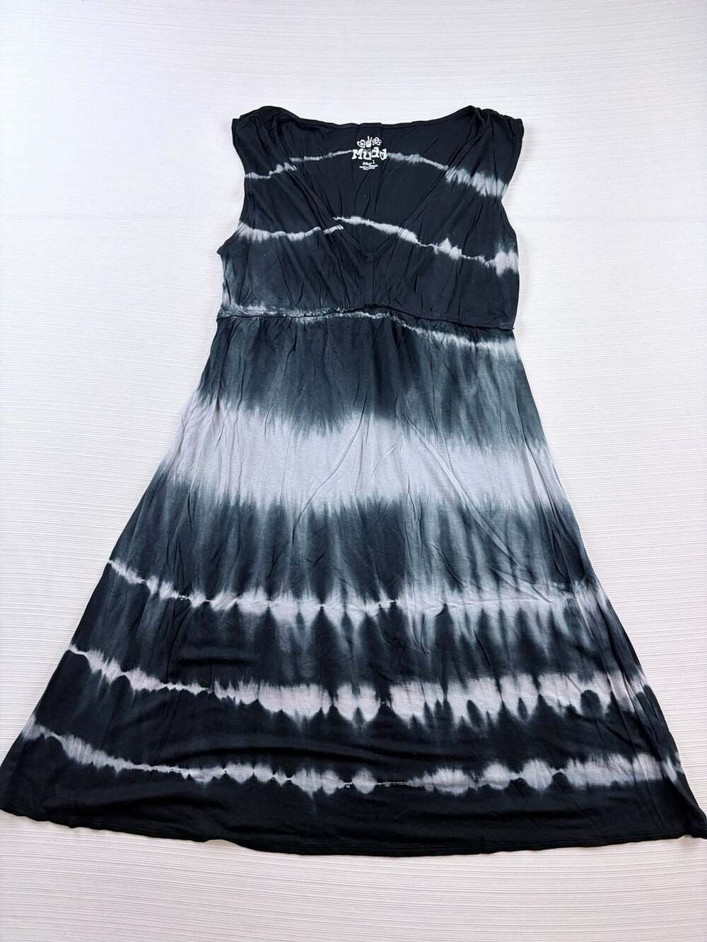 Mudd Women's Black and White Tie-Dye Sleeveless Rayon Midi Dress Size Small